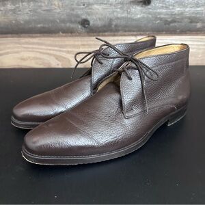 Mezlan Brown Tumbled Calf Skin Soft Leather Chukka Dress Boots Men Size 10 Luxe